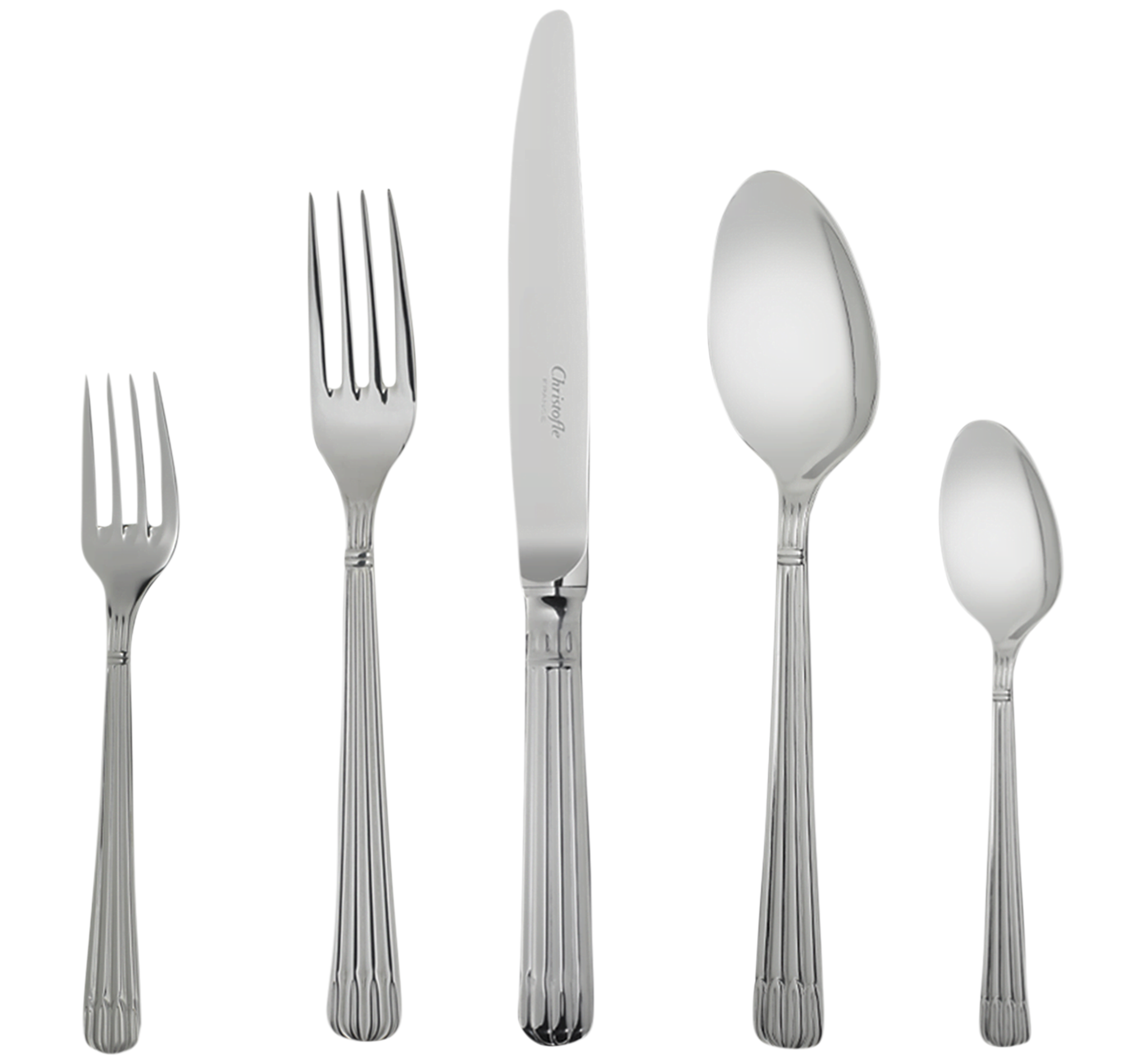 christofle  75-piece stainless steel flatware set with chest 1