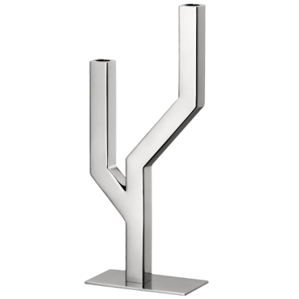 christofle stainless steel candelabra for two candles 1