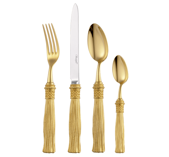 christofle 4-piece silver-plated gilded individual place settings 0