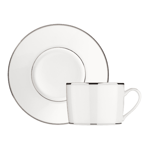 6 White cups with saucer- Silver – Momentz