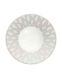 christofle Porcelain Large Rim Plate Platinum Finish