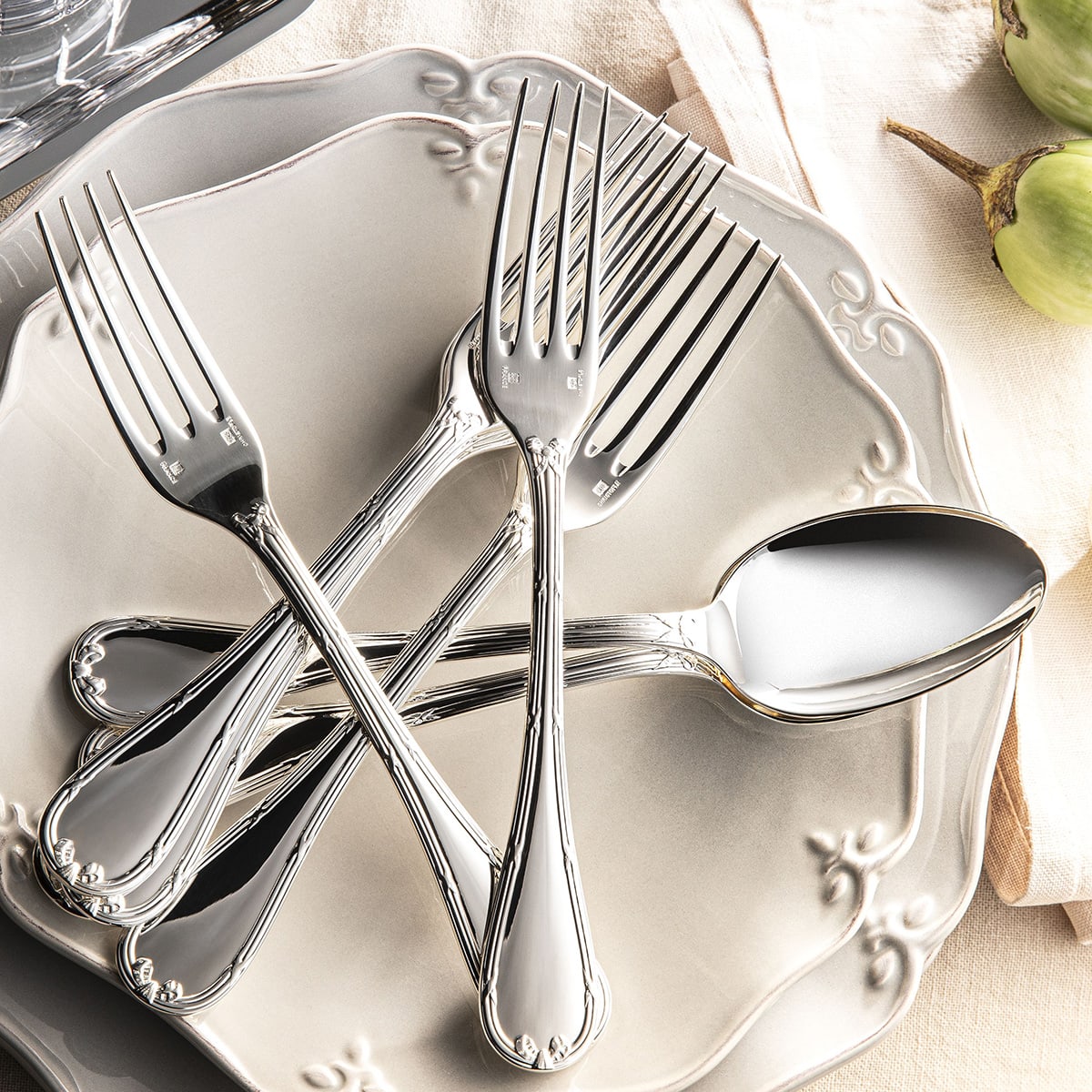 christofle dessert fork rubans  silver plated 4