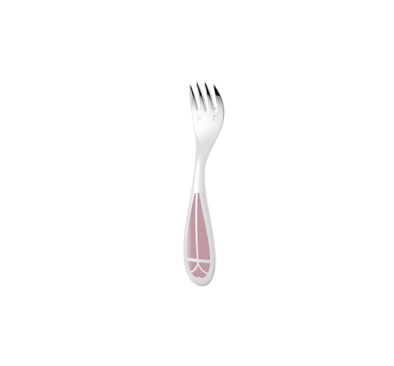 christofle silver-plated baby spoon & fork set - rose quartz 3