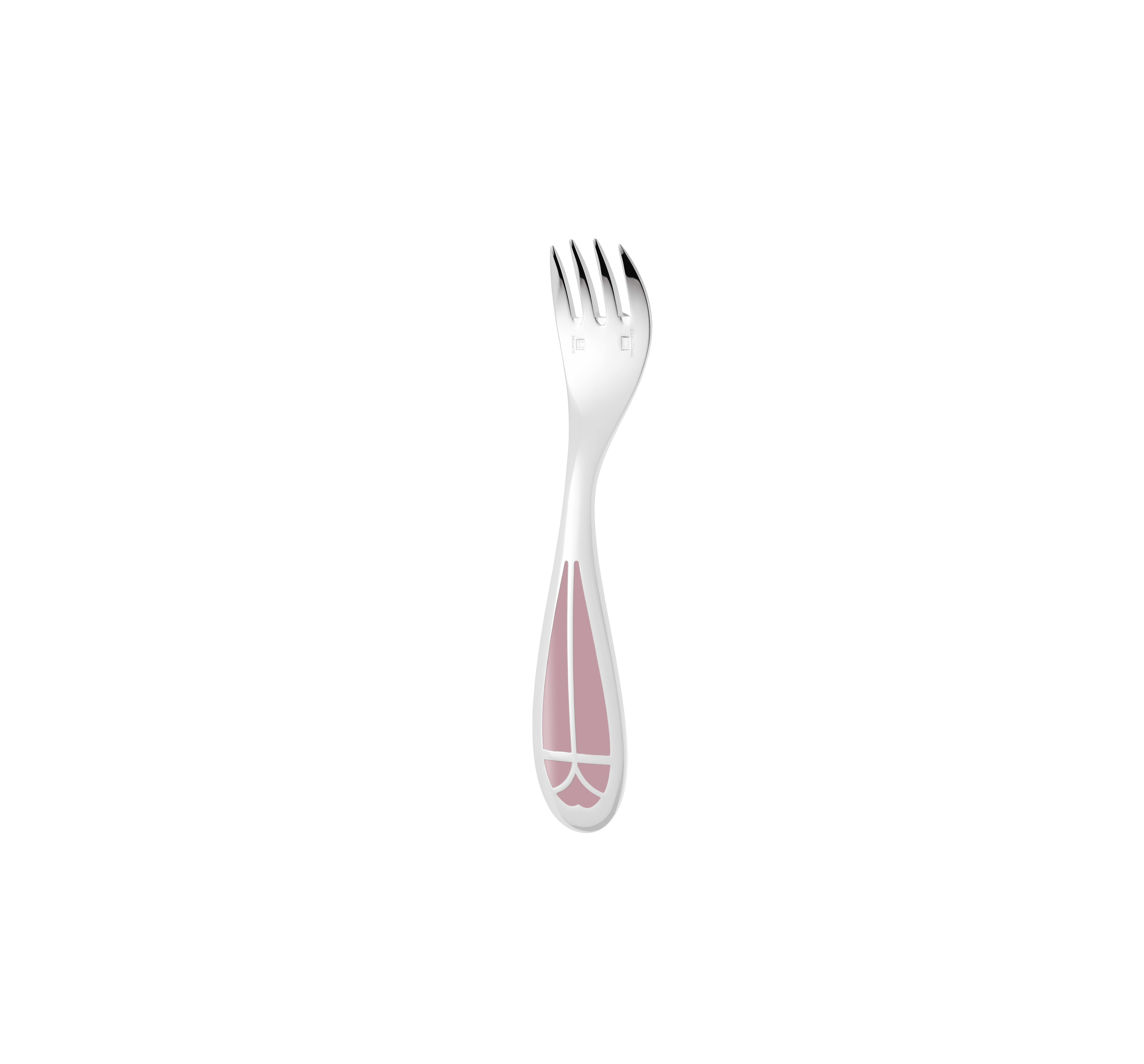 christofle set cuillère et fourchette naissance en métal argenté - rose quartz 3