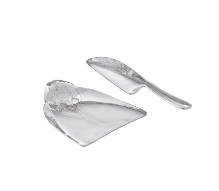 christofle silver-plated pine cone crumbs tray & knife  1