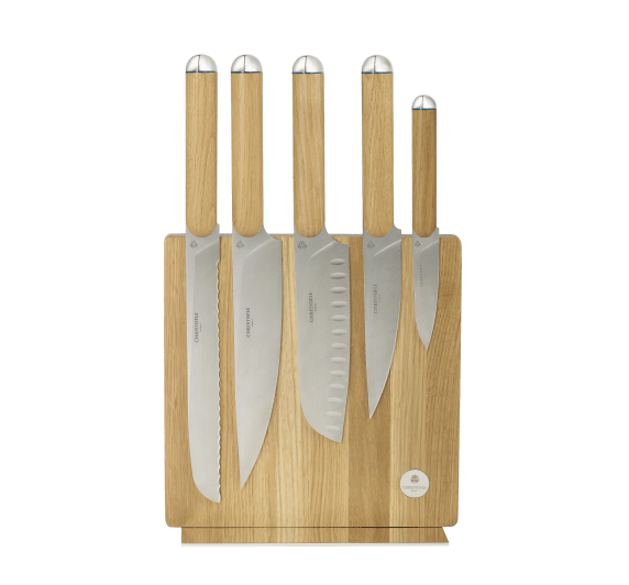 christofle knives block and cookbook/tablet holder in silver plated and oak 3