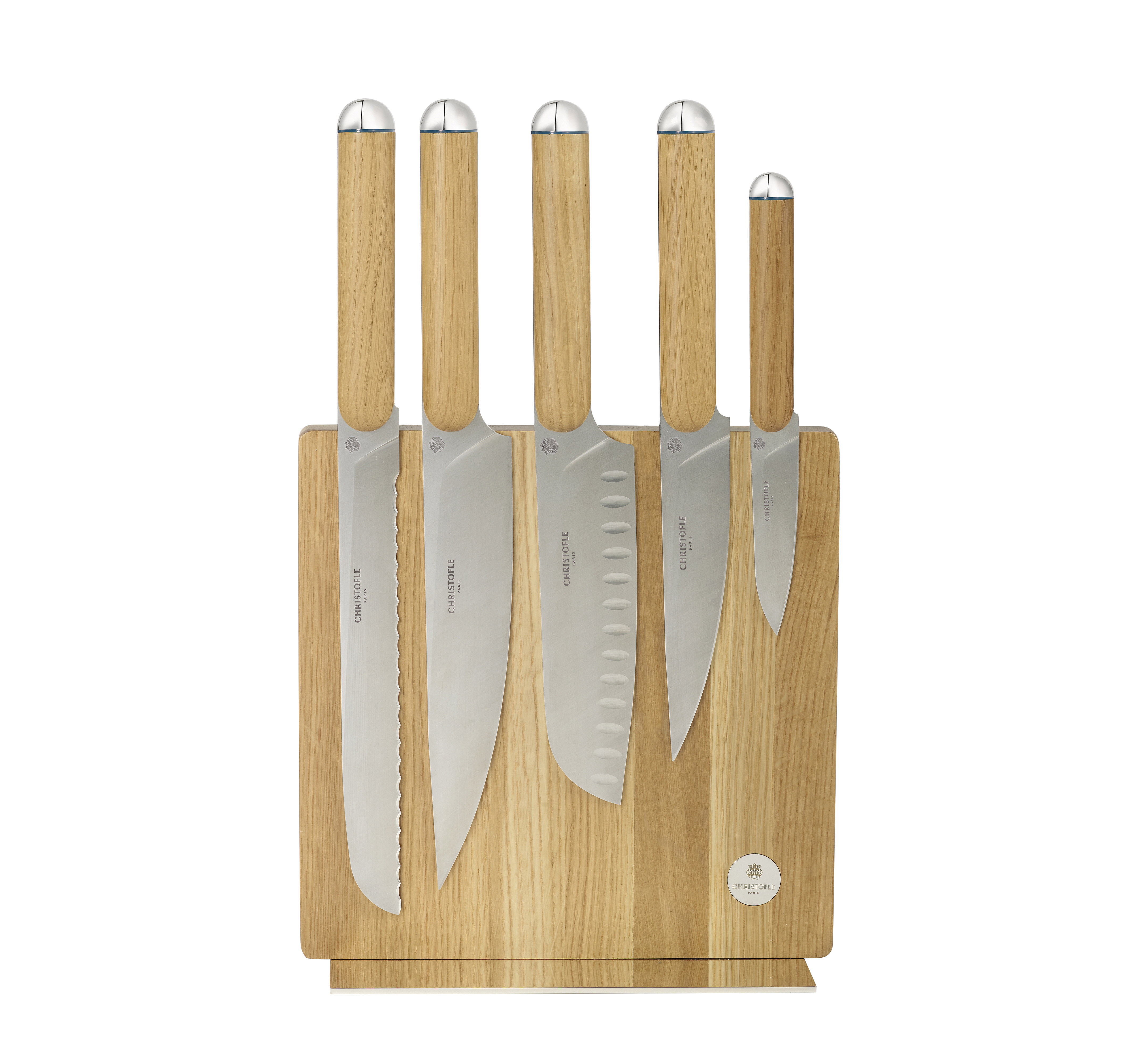 christofle support pour couteaux et tablette en chêne et métal argenté 3