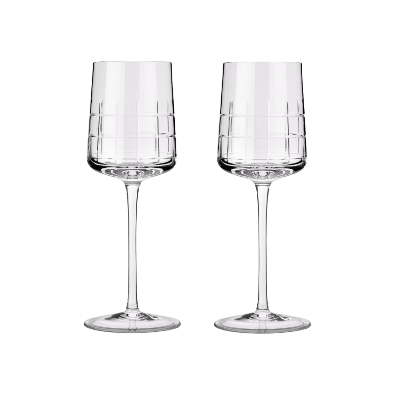 Set of 2 Crystal White Wine Glasses Graphik
