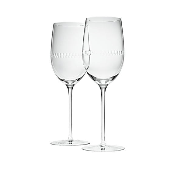 Set of 2 Lead-Free Crystal Stemmed Water Glasses Perles