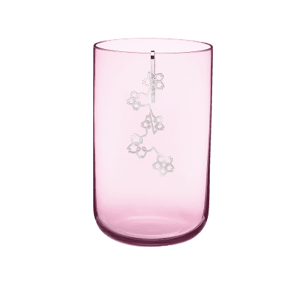 christofle medium pink glass vase with mobile silver plated ornement 1