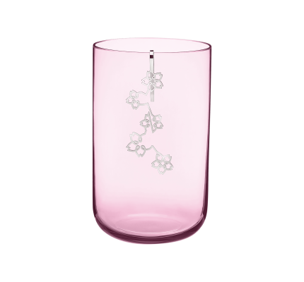 Medium Pink Glass Vase With Silver-Plated Ornament