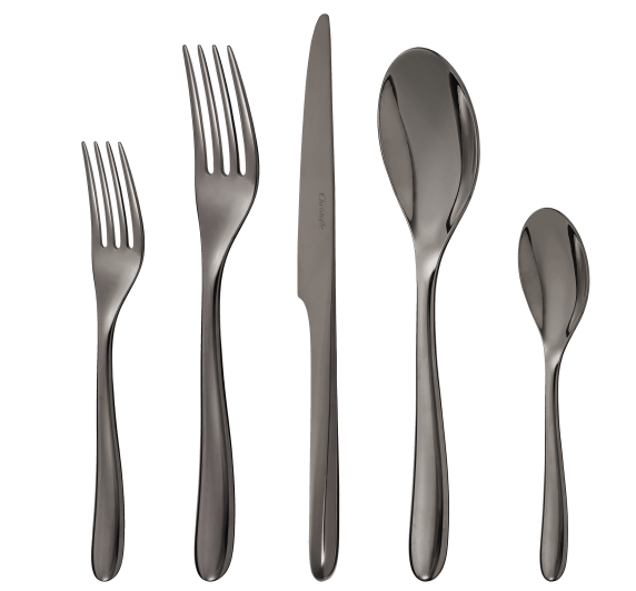 christofle stainless steel 5-piece place setting - black colour 2