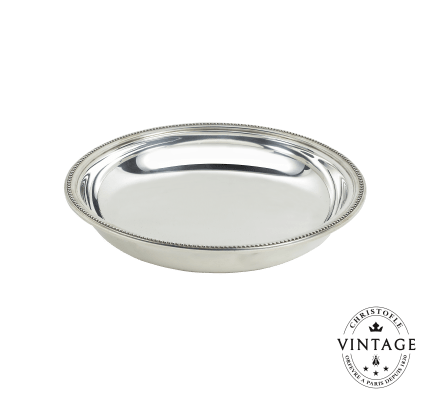 christofle plat creux rond argenté 26 cm - vintage 1
