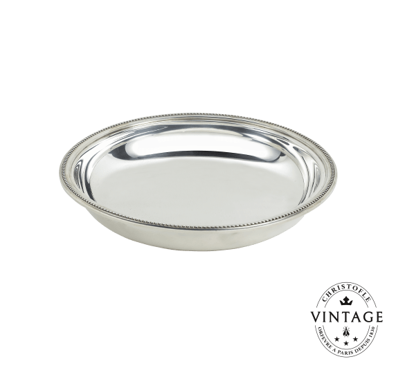 christofle plat creux rond argenté 26 cm - vintage 1