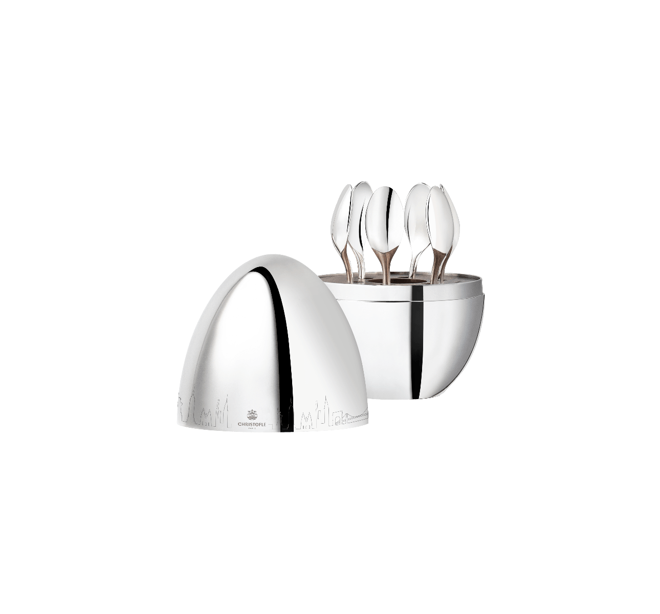 christofle Ensemble 6 cuillères à espresso en métal argenté avec écrin - NEW YORK