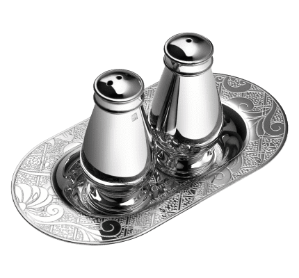 christofle silver plated salt and pepper shakers with tray 1