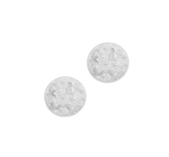 Set of 2 stainless steel coasters Bouquet Givré