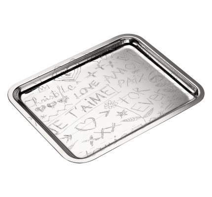 Tray 20x16 cm Graffiti  Silver plated
