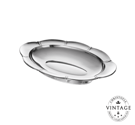 Bread Basket on Foot Lobes et Godrons Gallia, Silverware - Vintage