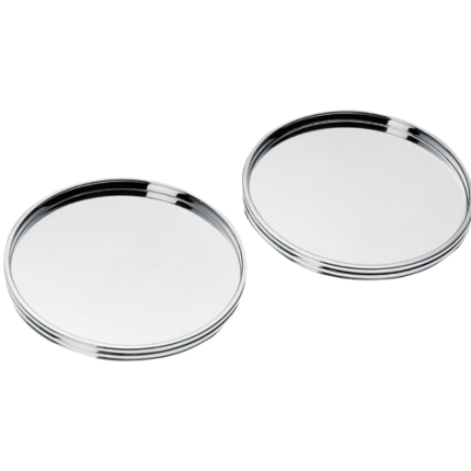 christofle set of 2 glass coasters k+t  silver plated 0