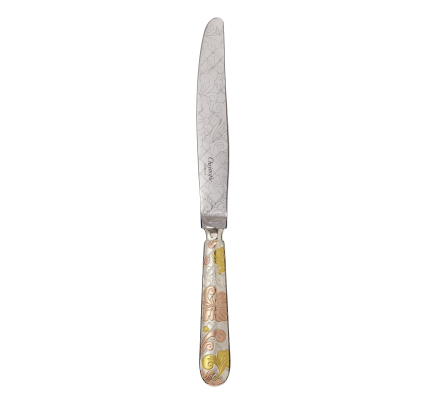 christofle partially gilded silver plated dinner knife - pink and yellow gold 1