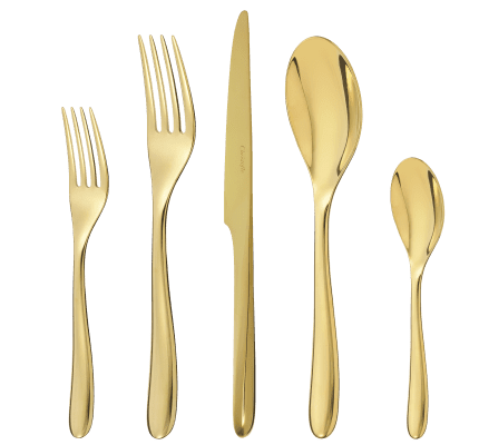 christofle stainless steel 5-piece place setting - gold colour 2
