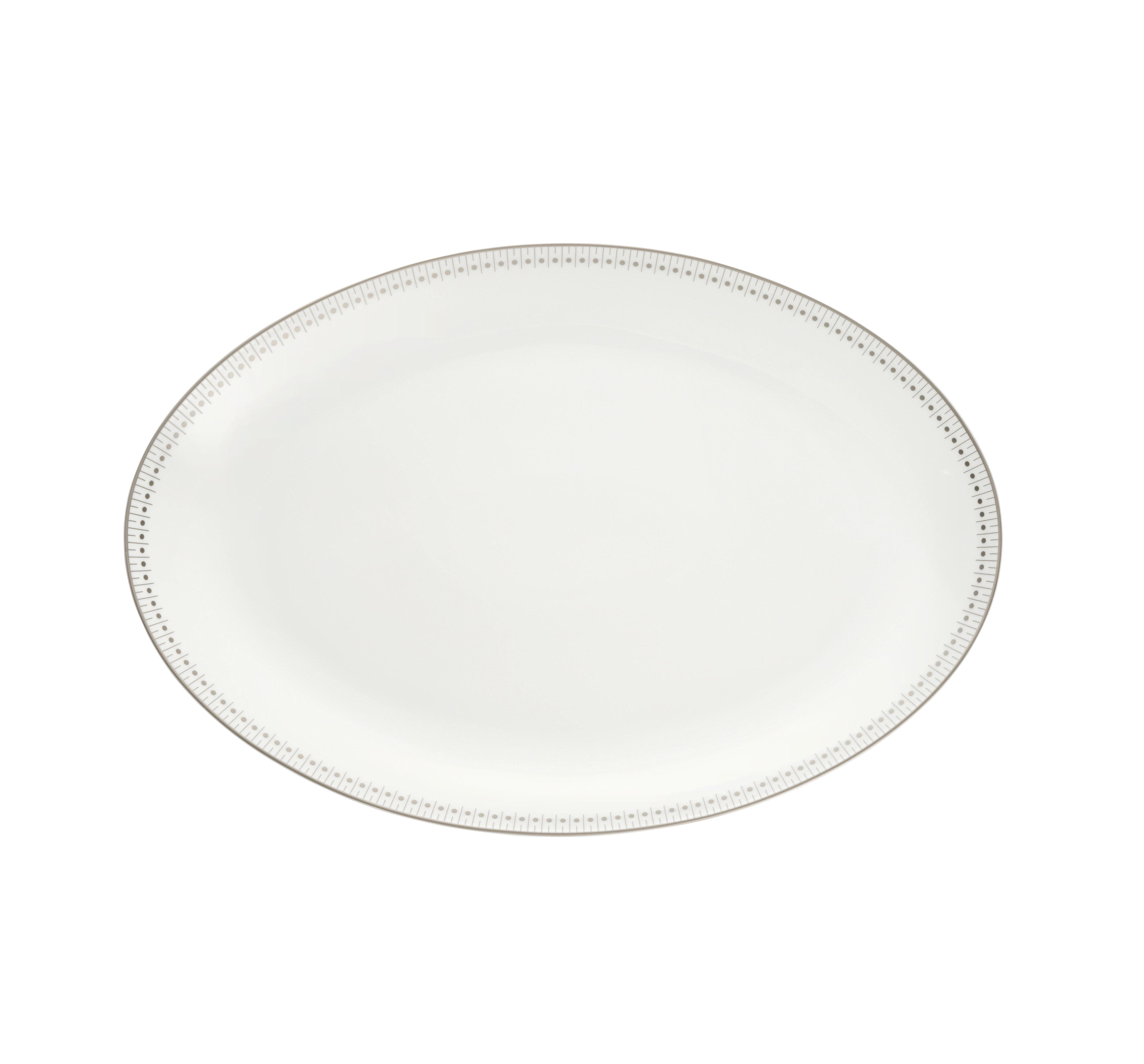 Christofle Malmaison Impériale Porcelain Oval platter 15in Platinum Finish