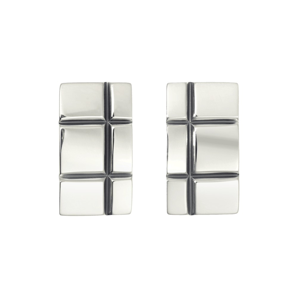 Men's Detailed Cuff Links Electroplate Silver