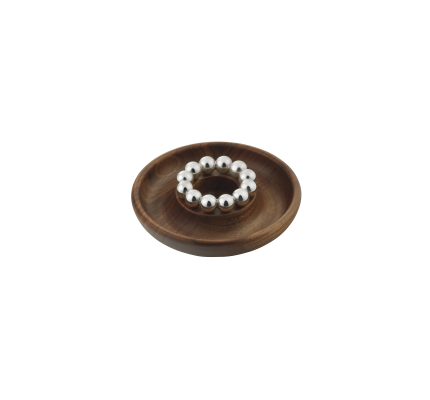Silver-Plated and Walnut Candle Holder