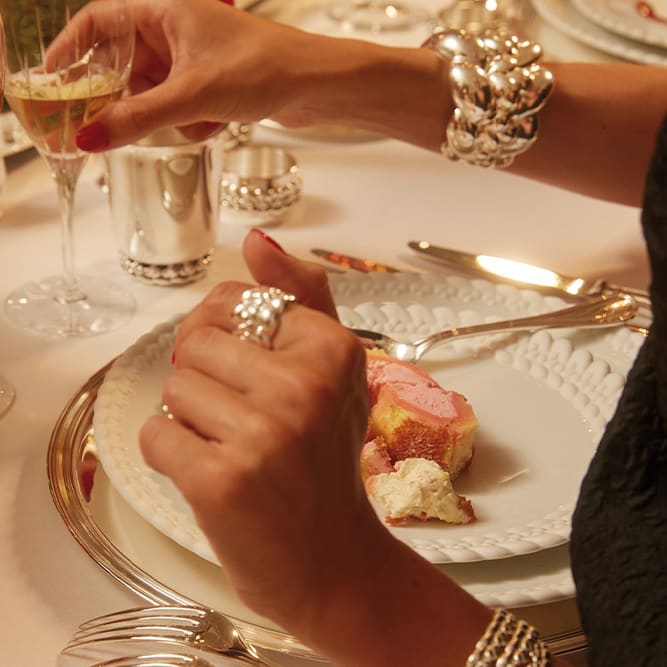 woman's ring and bracelet from the Idole collection by Christofle