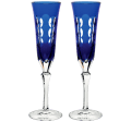 christofle set of 2 crystal blue champagne flutes 1