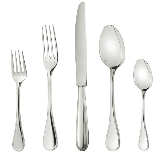 christofle individual place settings (5 pieces) perles  sterling silver 1