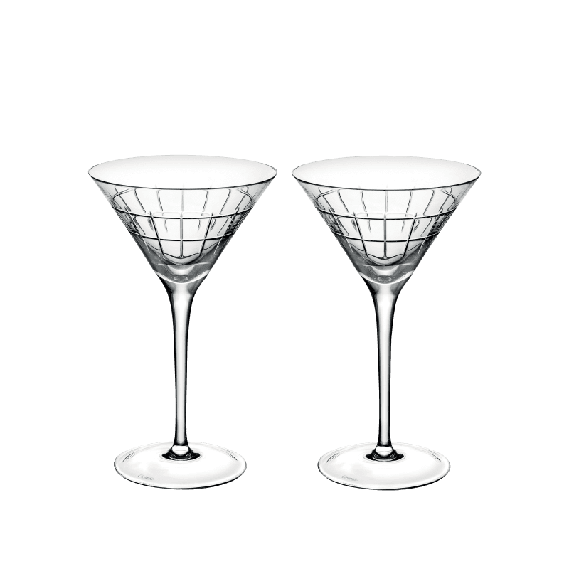Crystal Martini Glasses With Lens Design, Set of 2
