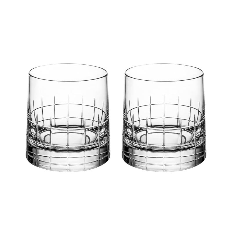 Set of 2 crystal double old fashioned glasses Graphik