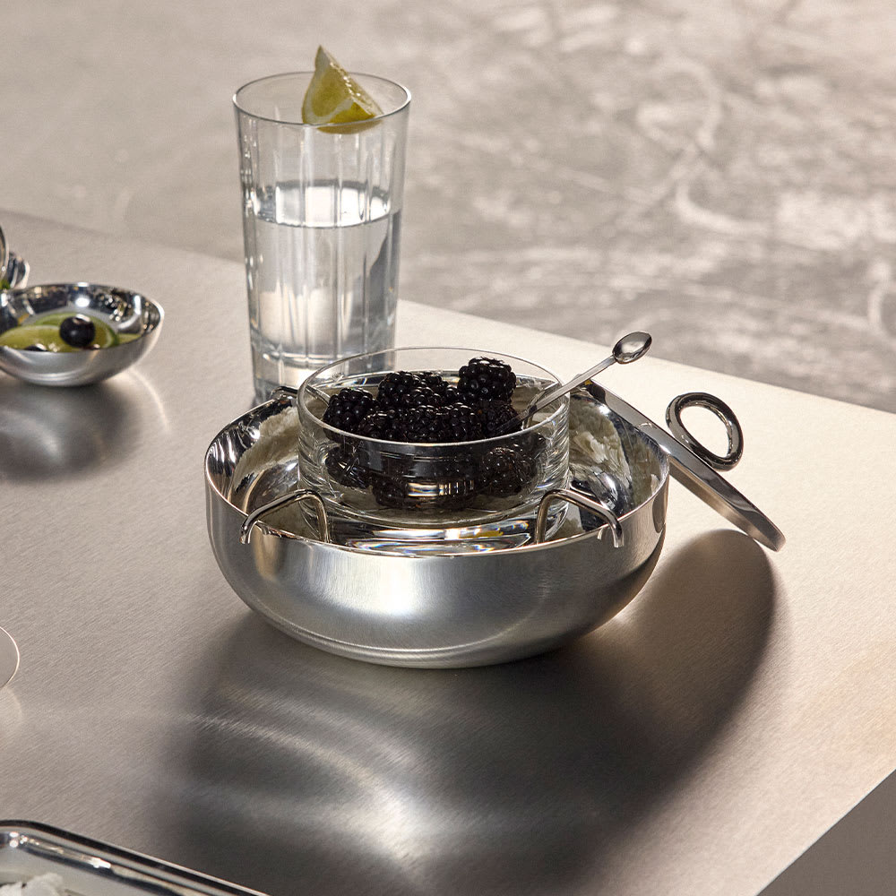 Christofle キャビアセットＳ ヴェルティゴ シルバーコーティング Small Silver-Plated Caviar Serving Set Vertigo Christofle