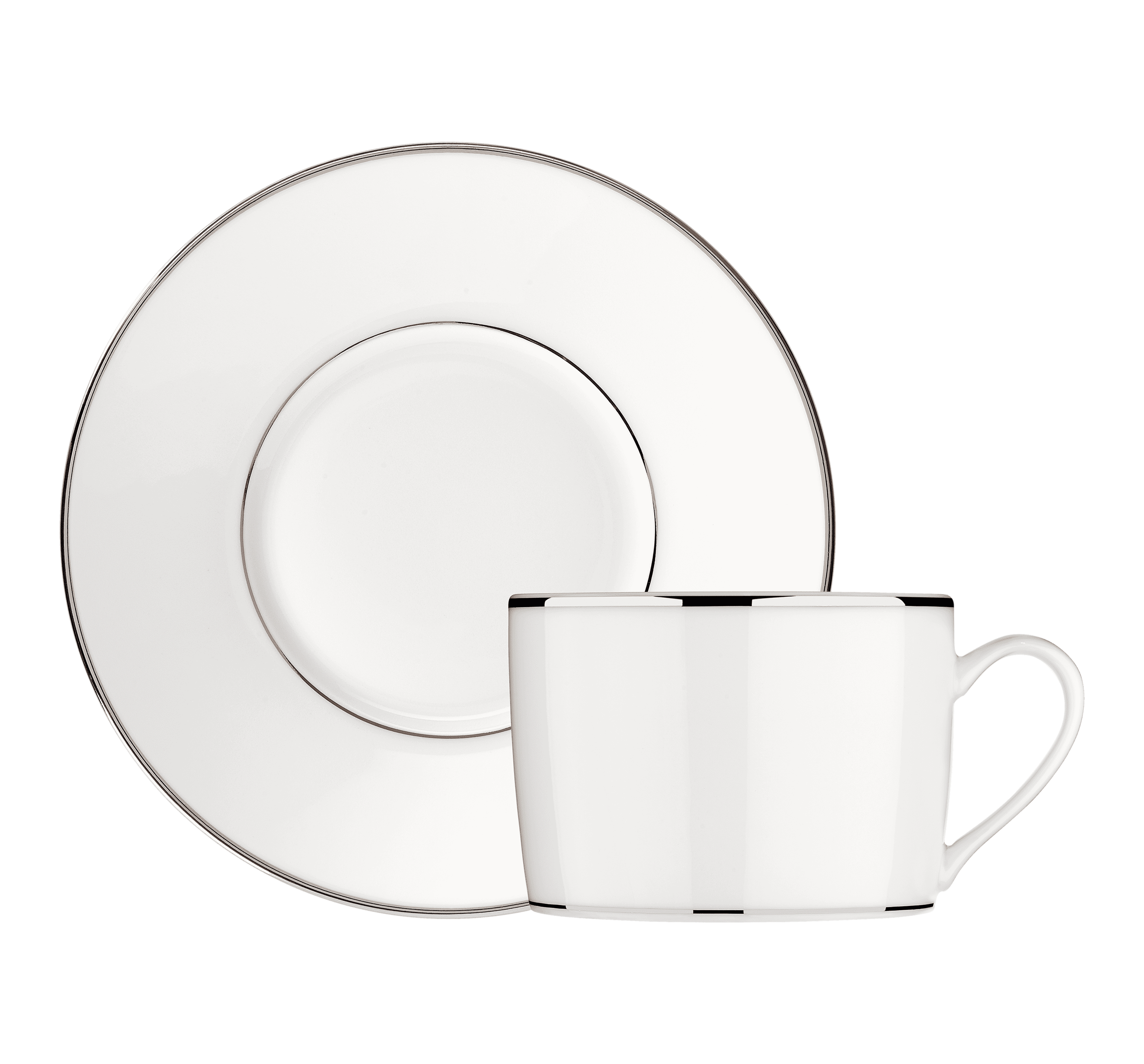 christofle tasse à thé avec soucoupe en porcelaine finition platine 1