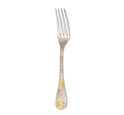 christofle partially gilded silver plated dinner fork - pink and yellow gold 2