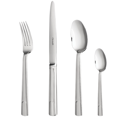 christofle flatware set for 12 people (48 pieces) hudson  stainless ste 3