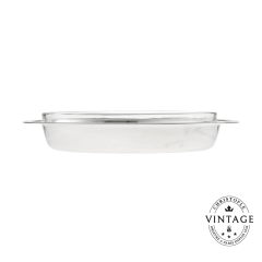 Silvered Vintage Oval Gratin dish 37 cm  - front