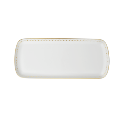 Porcelain Cake Platter 37x16cm Gold Finish