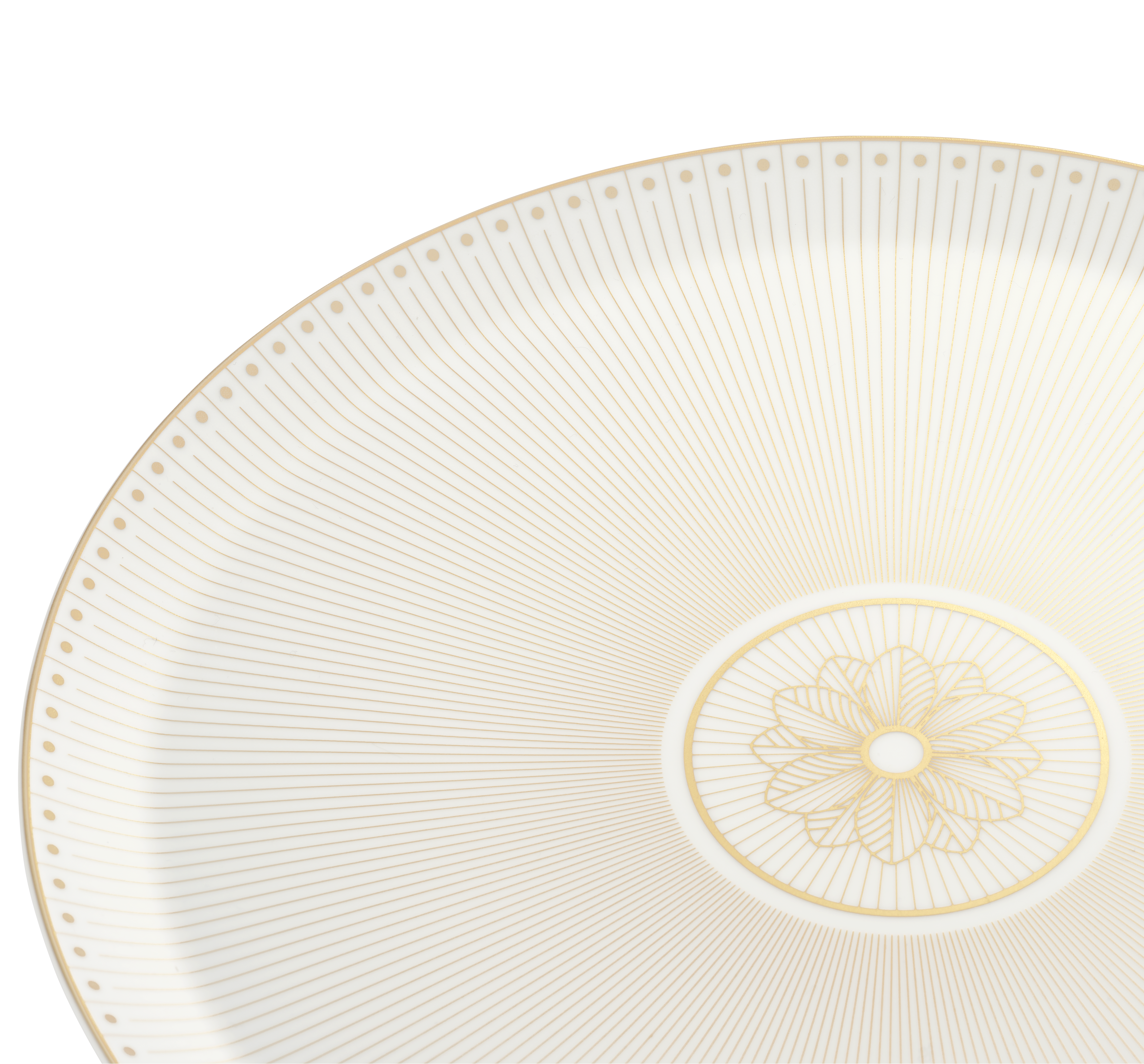christofle plat à tarte en porcelaine finition or 2