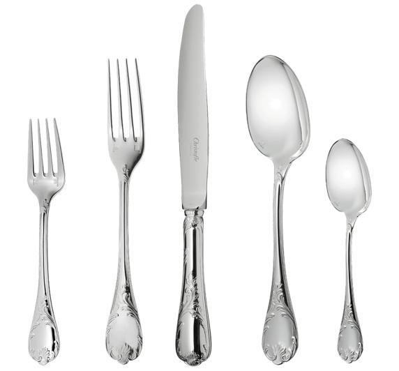 christofle individual place settings (5 pieces) marly  silver plated 1