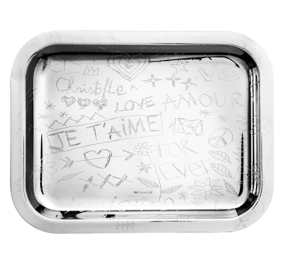 christofle rectangular tray 26x20cm graffiti  silver plated 5