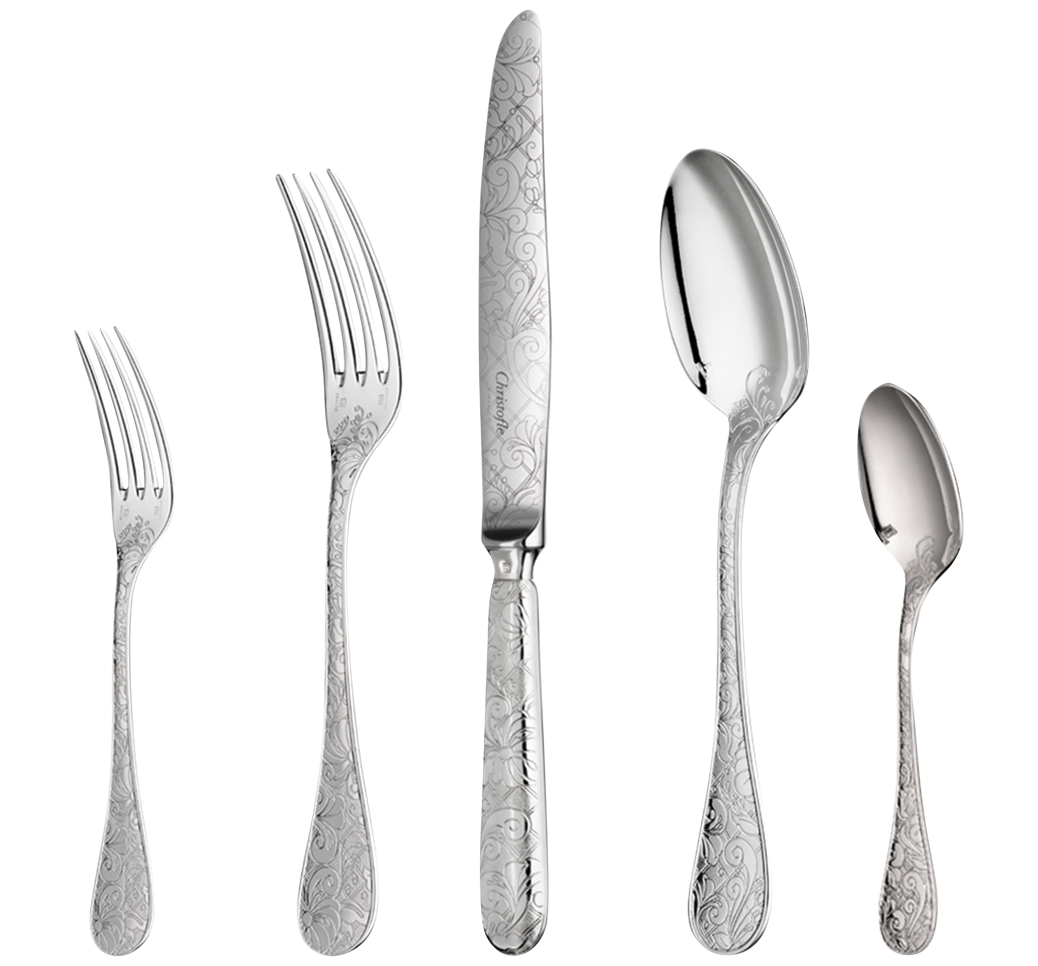 christofle ensemble individuel (5 pièces) en argent massif 1