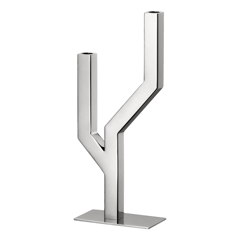 Christofle Stainless Steel Candelabra For Two Candles Arborescence