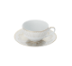christofle Set of 2 Porcelain Tea Cup and Saucers Gold Finish