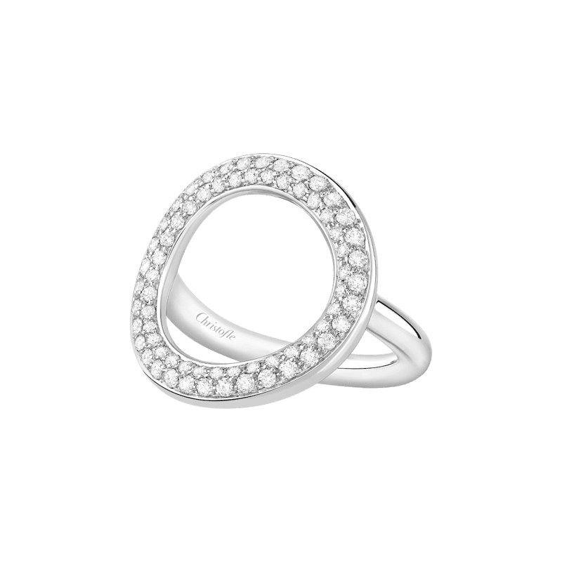 Bague pont grand modele 66 diamants en or blanc Idole de Christofle