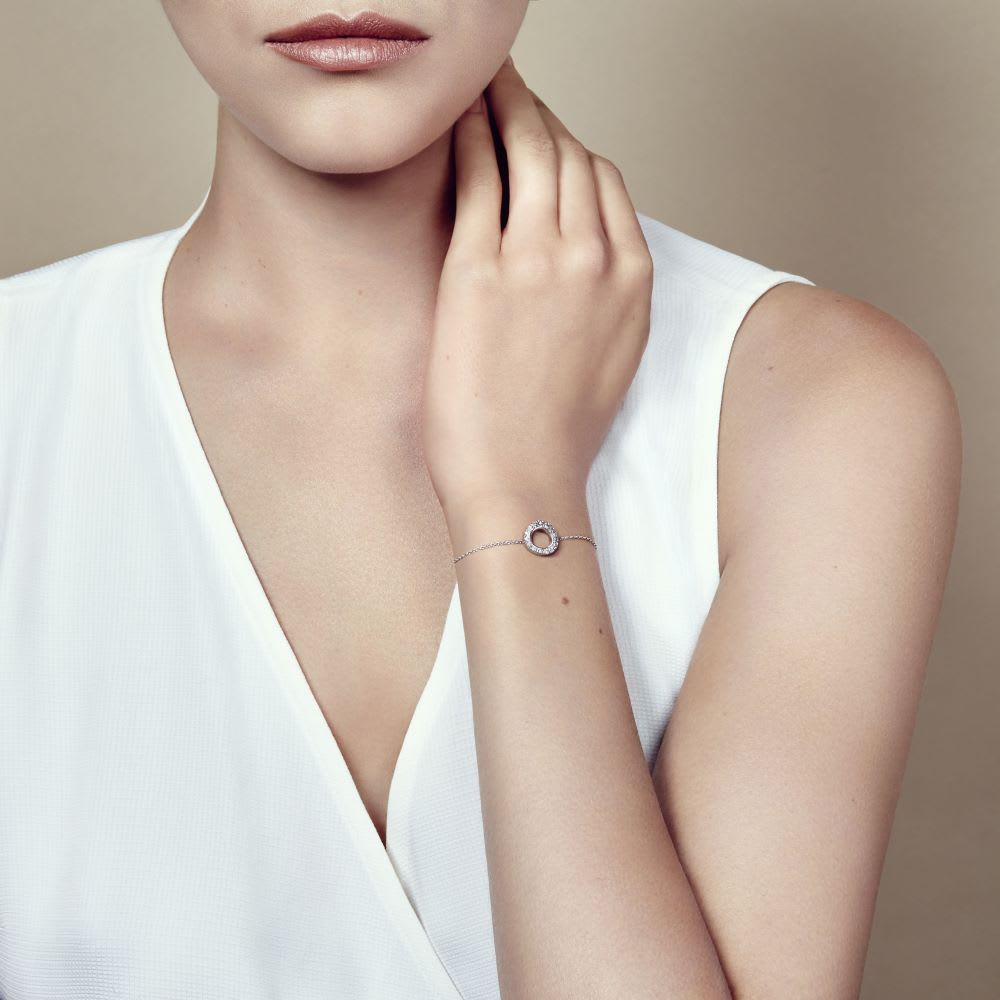 christofle white gold chain bracelet with diamants  2