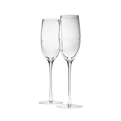 Set of 2 Lead-Free Crystal Champagne Flutes Perles