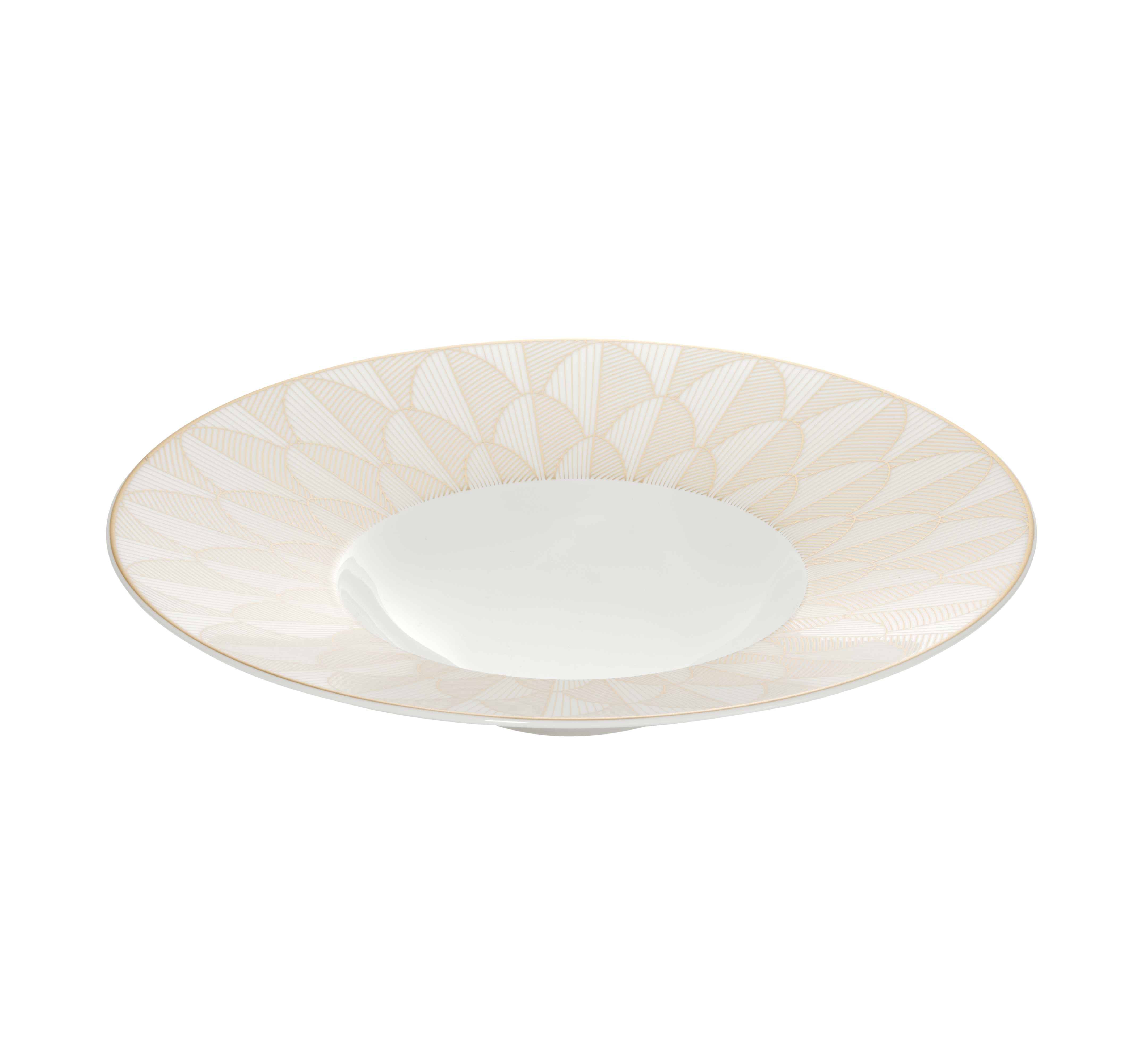 christofle assiette creuse à aile large en porcelaine finition or 1